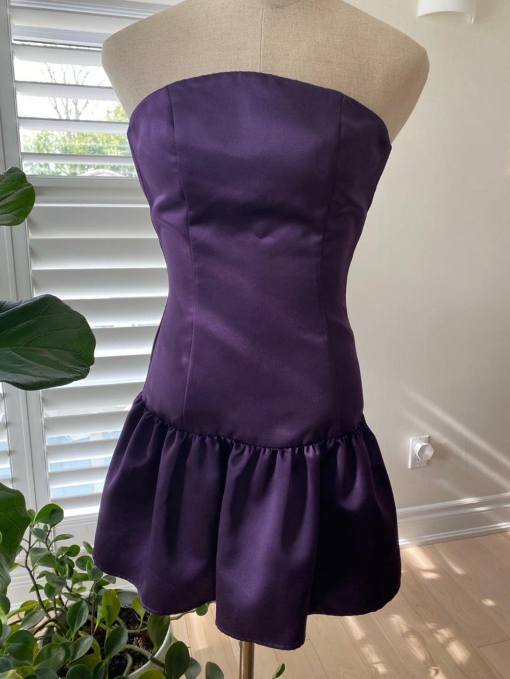 Strapless Mini Dress in Deep Purple